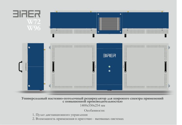 W72 /W96 Универсальный настенно-потолочный рециркулятор для широкого спектра применений с повышенной производительностью